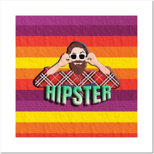 Hipster cool retro colourful man Posters and Art